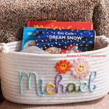 Personalized cotton rope storage basket with name – Handmade, 3 sizes