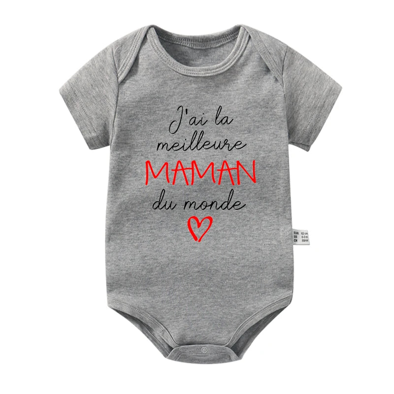 Body bébé en coton message Maman ou Papa – Cadeau de naissance pour les parents