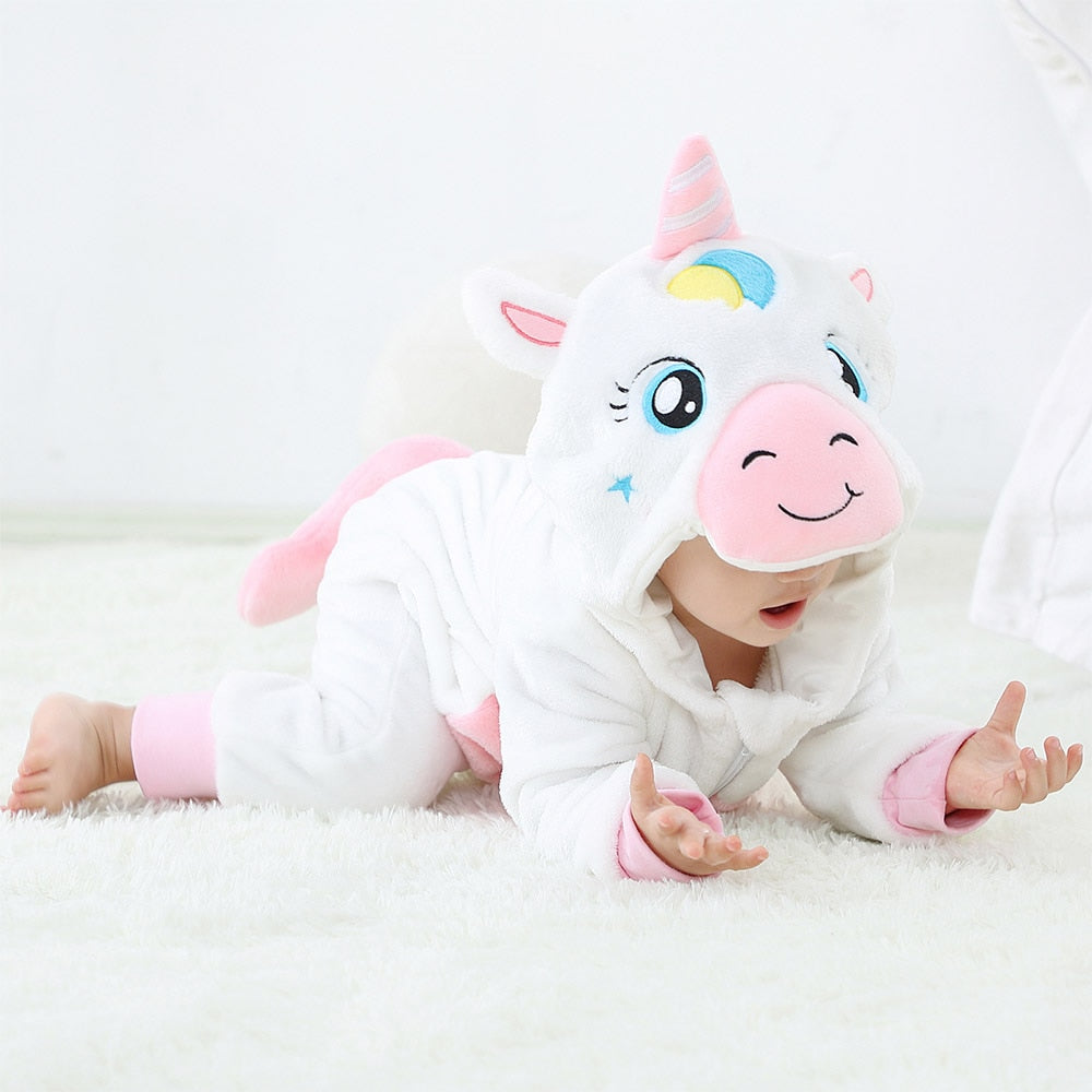 Barboteuse Bébé à Capuche avec Motifs d'Animaux Adorables