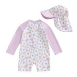 Baby Girl Swimsuit with Cap - Lindsay