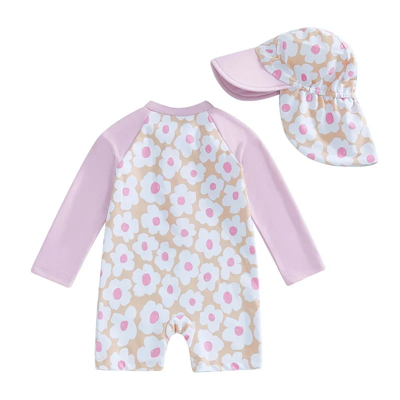 Baby Girl Swimsuit with Cap - Lindsay