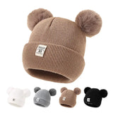 Bonnet Bébé Hiver avec Double Pompons