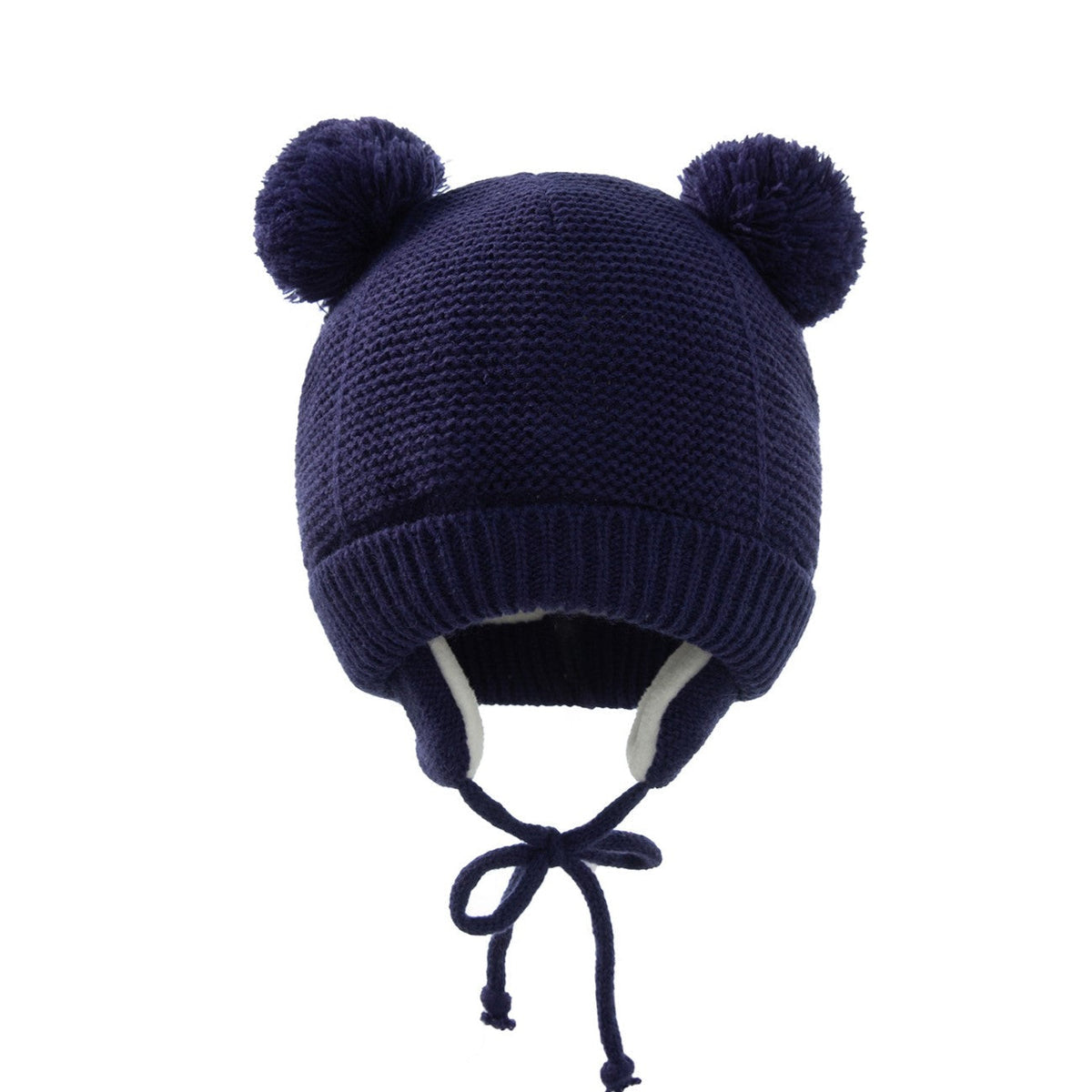 Bonnet Bébé Hiver en Maille avec Liens et Doublure Polaire