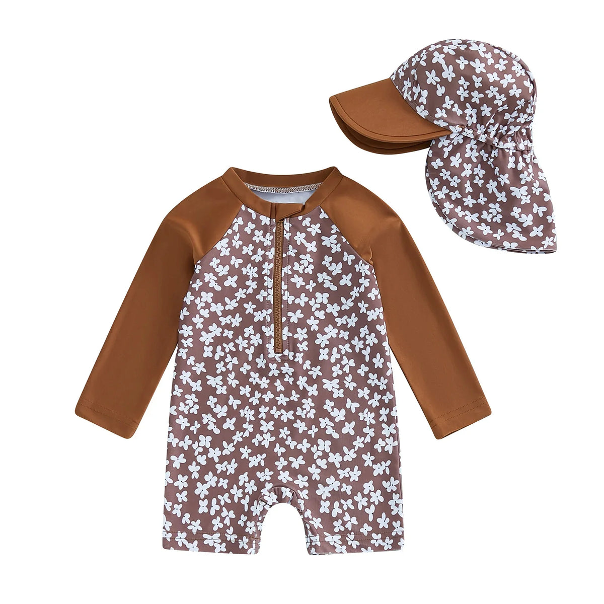 Baby Girl Swimsuit with Cap - Lindsay