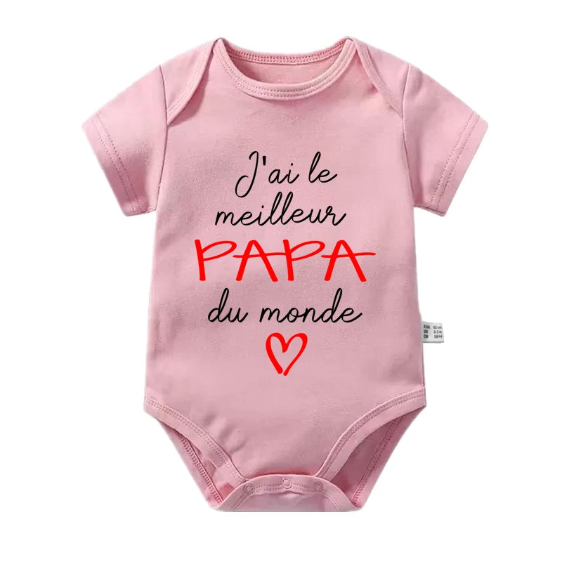 Body bébé en coton message Maman ou Papa – Cadeau de naissance pour les parents