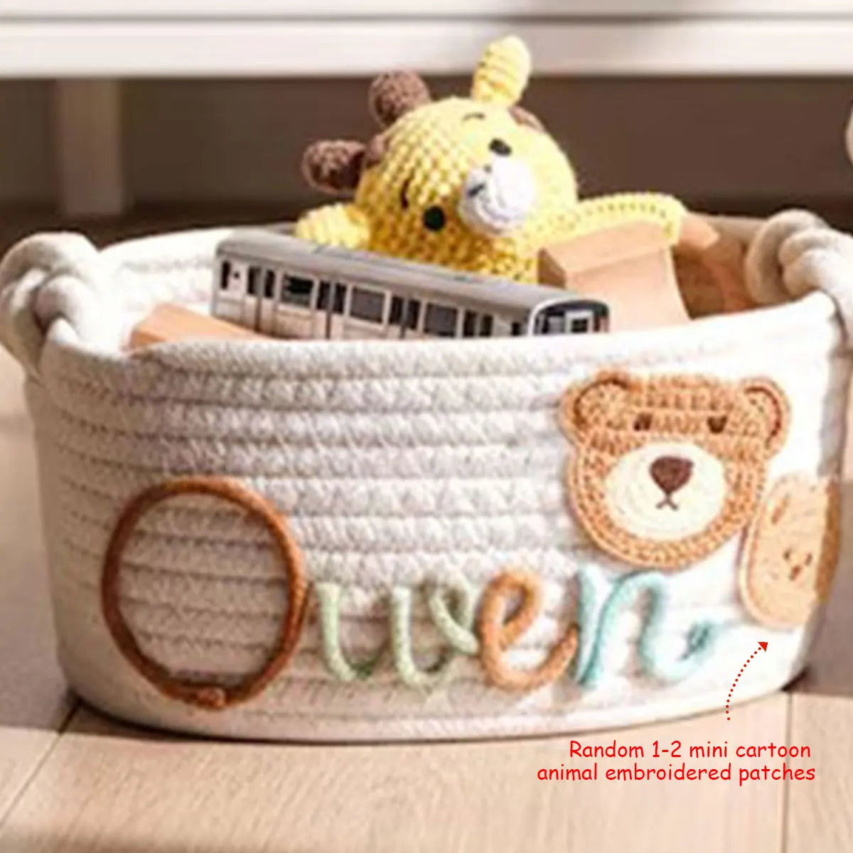 Personalized cotton rope storage basket with name – Handmade, 3 sizes