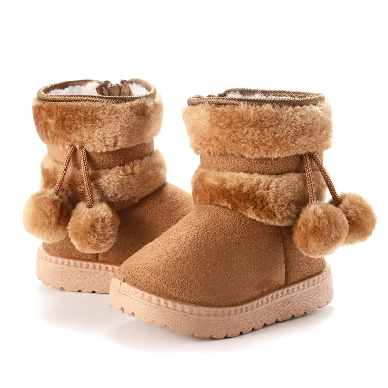 Bottes de Neige Bébé Fourrées avec Pompons