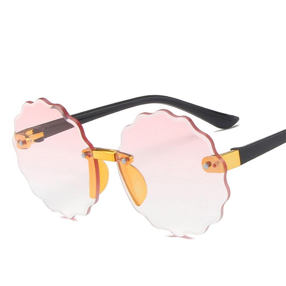 Lunettes de soleil rondes en forme de vague de fleurs pour enfants