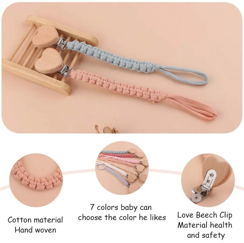 Attache-tétine personnalisée prénom en perles de bois – Cadeau de naissance