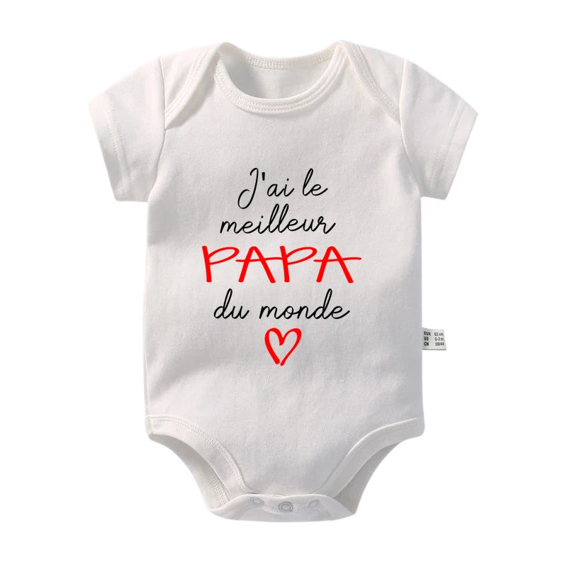 Body bébé en coton message Maman ou Papa – Cadeau de naissance pour les parents