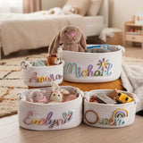 Personalized cotton rope storage basket with name – Handmade, 3 sizes