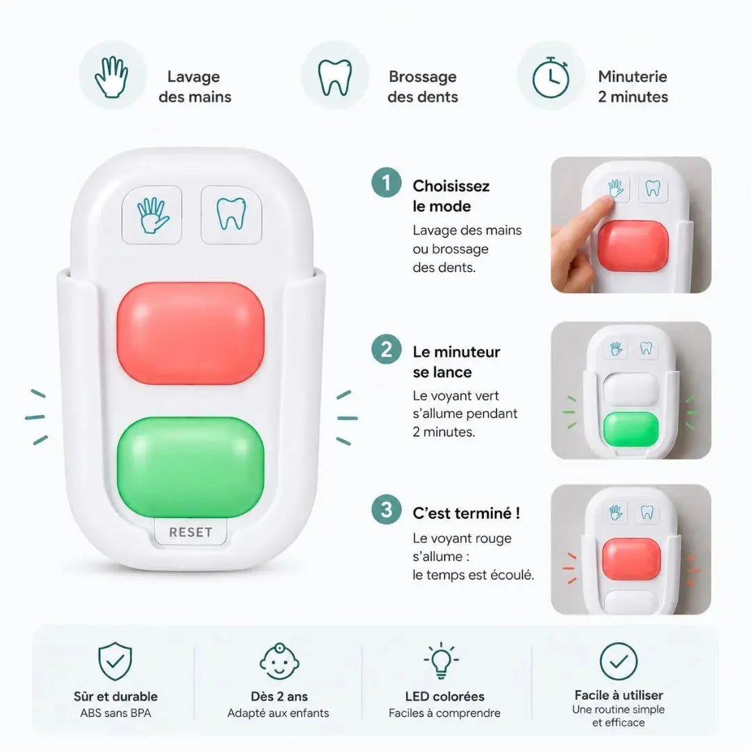 Sablier Brossage Dents Enfant LED 2 Minutes – Routine Ludique & Autonomie