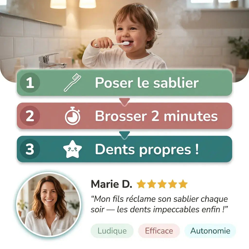 Sablier Brossage Dents Enfant LED 2 Minutes – Routine Ludique & Autonomie