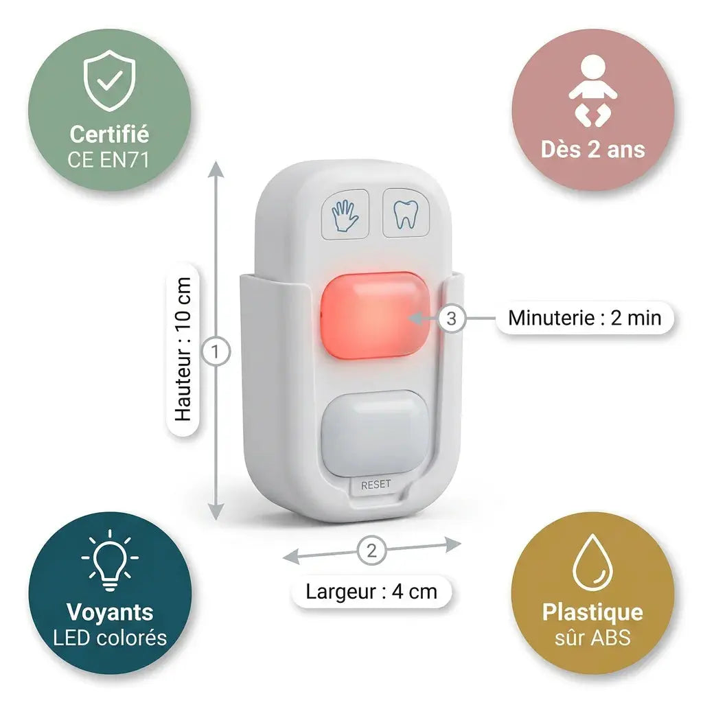 Sablier Brossage Dents Enfant LED 2 Minutes – Routine Ludique & Autonomie