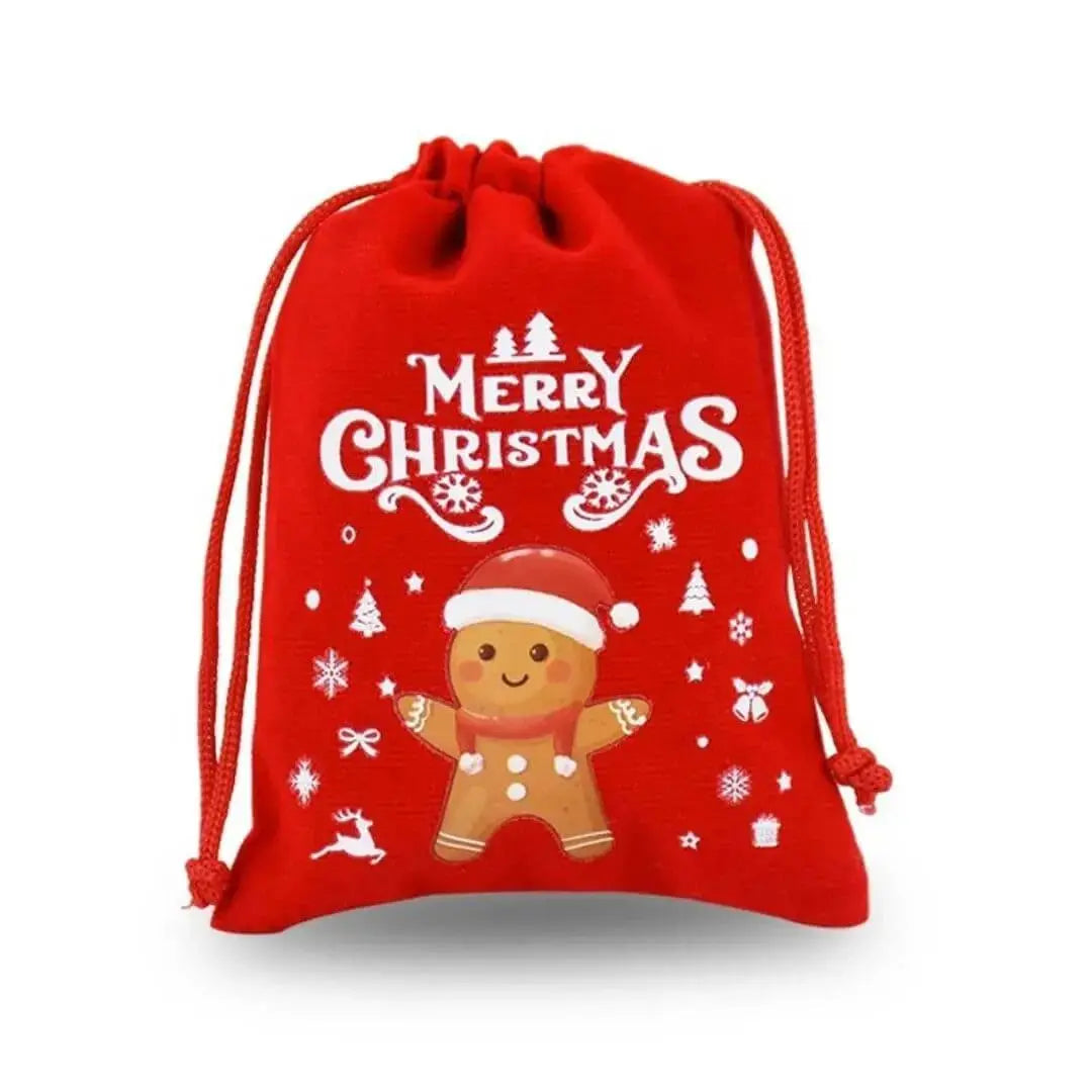Sac Cadeau Noël – Velours Rouge Festif