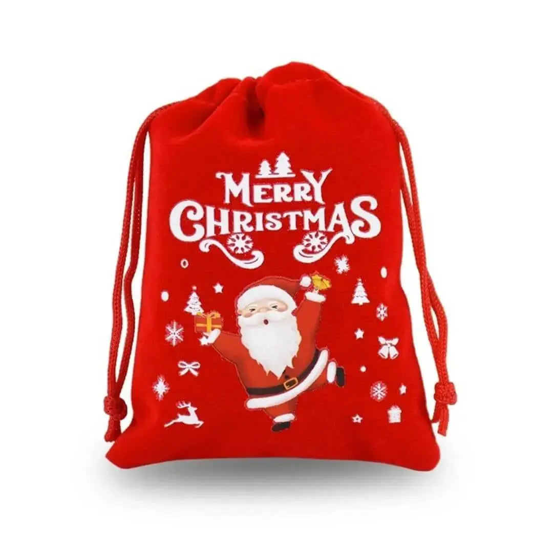Sac Cadeau Noël – Velours Rouge Festif