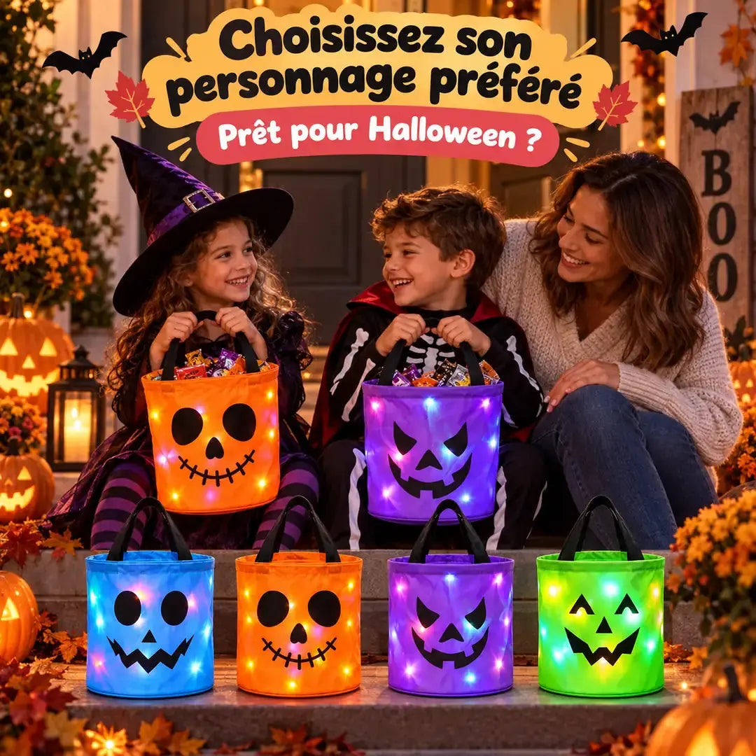 Sac à Bonbons Halloween LED Réutilisable pour Enfant