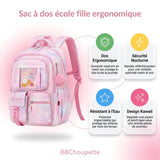 Sac à Dos École Fille Ergonomique – Bandes Réfléchissantes