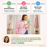 Sac à Dos École Fille Ergonomique – Bandes Réfléchissantes