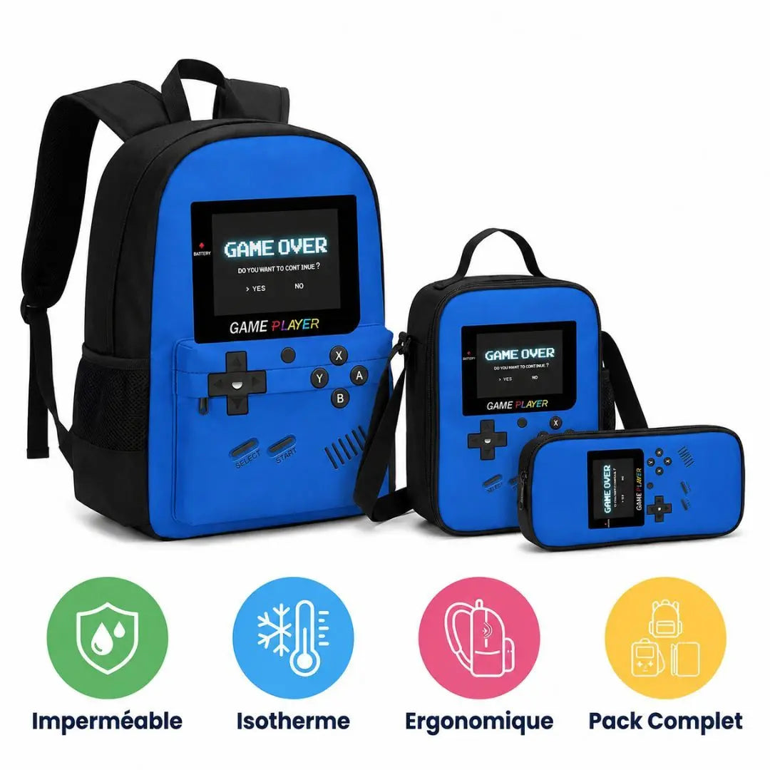 Sac à Dos Scolaire 3 en 1 Style Console Gamer