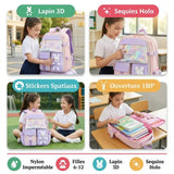 Sac à Dos Scolaire Fille Kawaii – Peluche Lapin