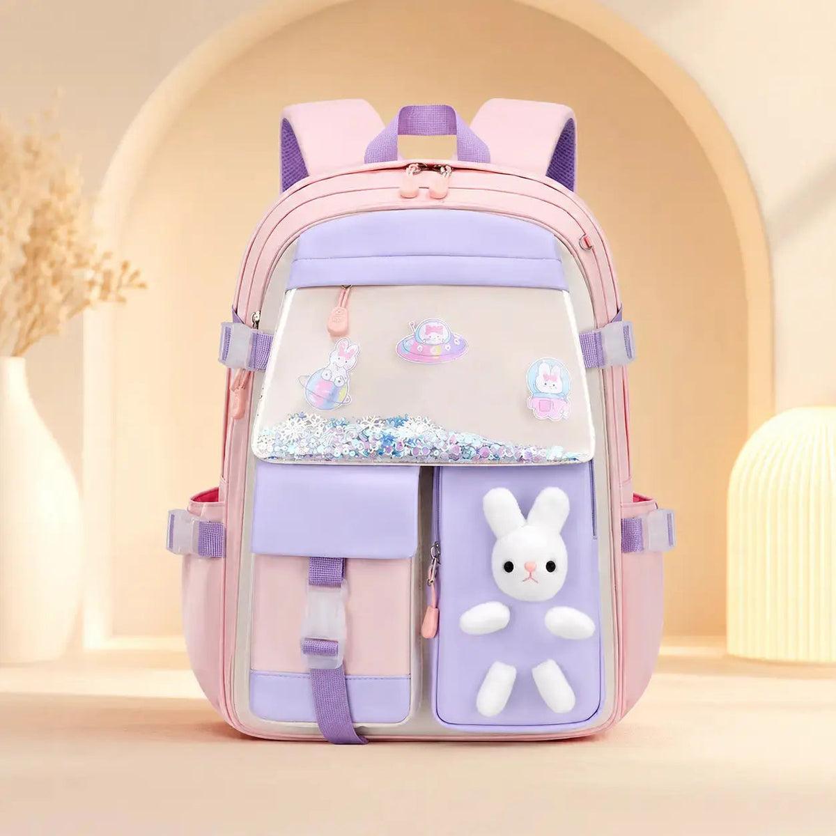 Sac à Dos Scolaire Fille Kawaii – Peluche Lapin
