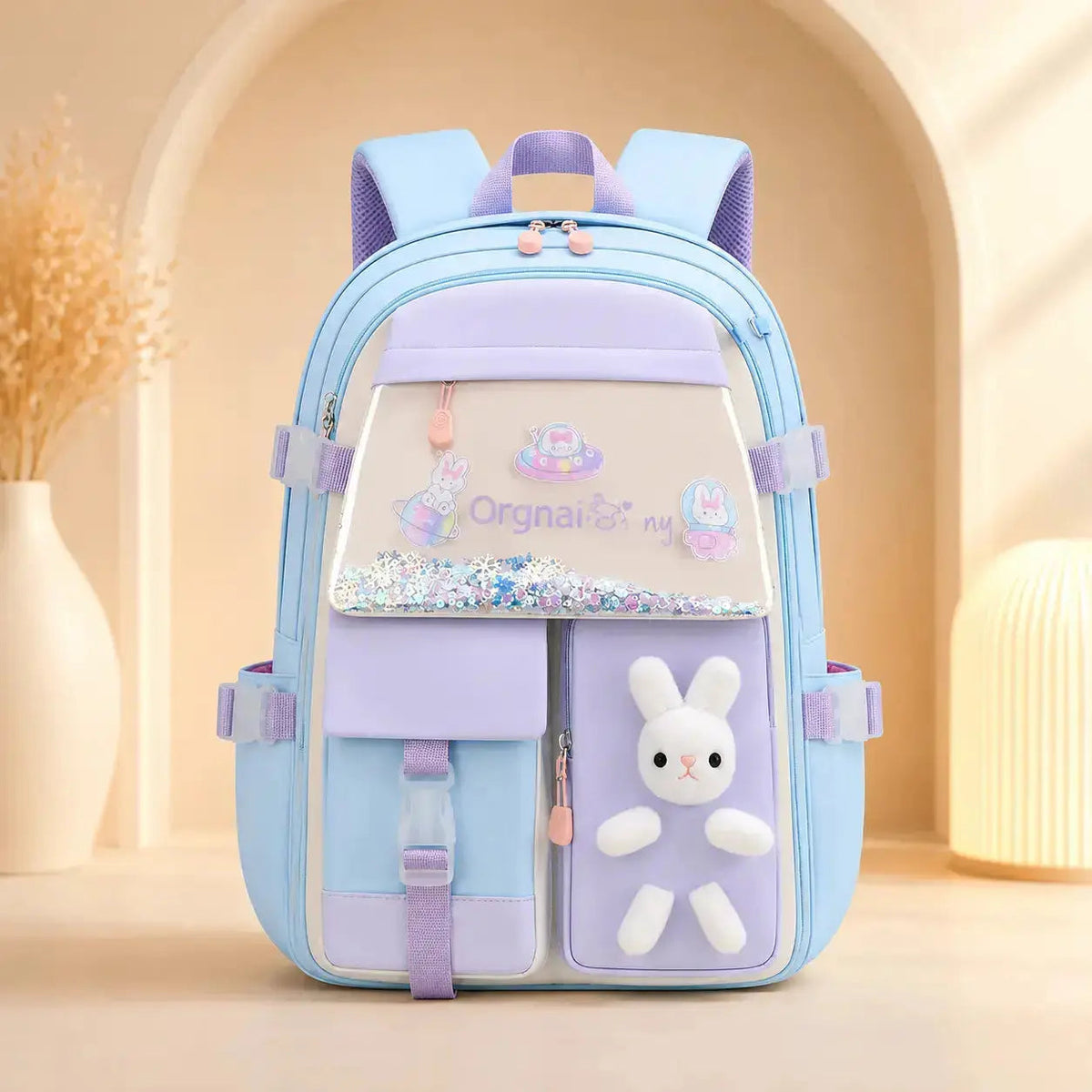 Sac à Dos Scolaire Fille Kawaii – Peluche Lapin