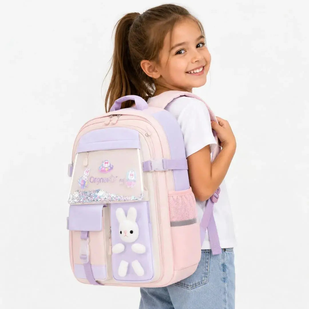 Sac à Dos Scolaire Fille Kawaii – Peluche Lapin