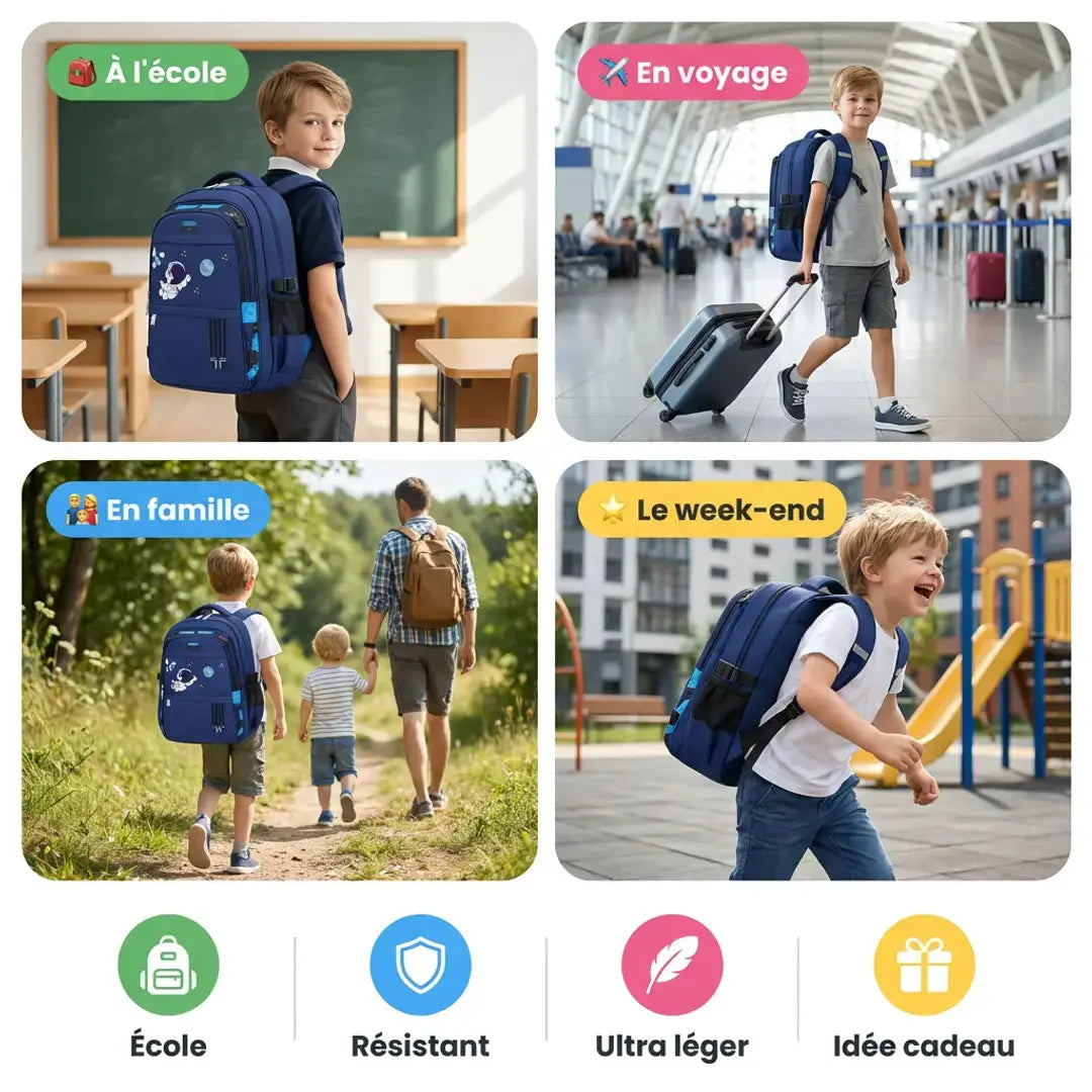 Sac à dos école garçon astronaute – Voyage & primaire 7-13 ans