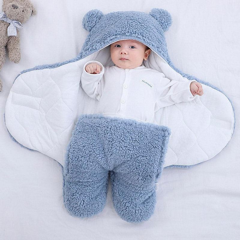 Sac de couchage en coton molletonné bleu pour bébé