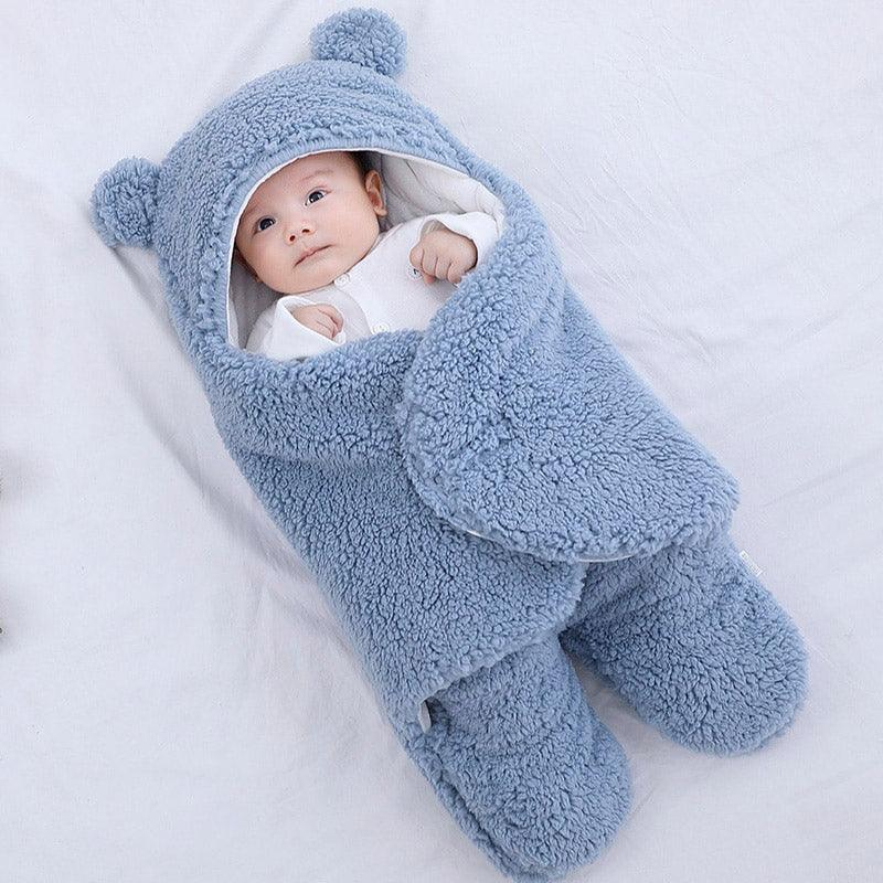 Sac de couchage en coton molletonné bleu pour bébé