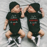 Body bébé en coton message Maman ou Papa – Cadeau de naissance pour les parents