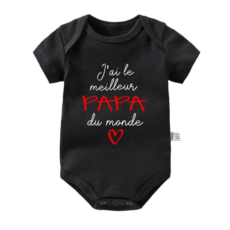Body bébé en coton message Maman ou Papa – Cadeau de naissance pour les parents