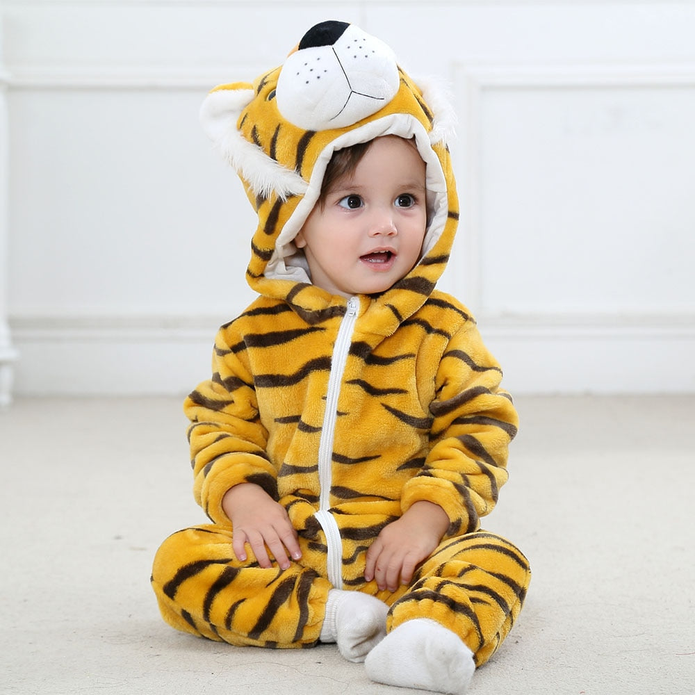 Barboteuse Bébé à Capuche avec Motifs d'Animaux Adorables