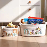 Personalized cotton rope storage basket with name – Handmade, 3 sizes