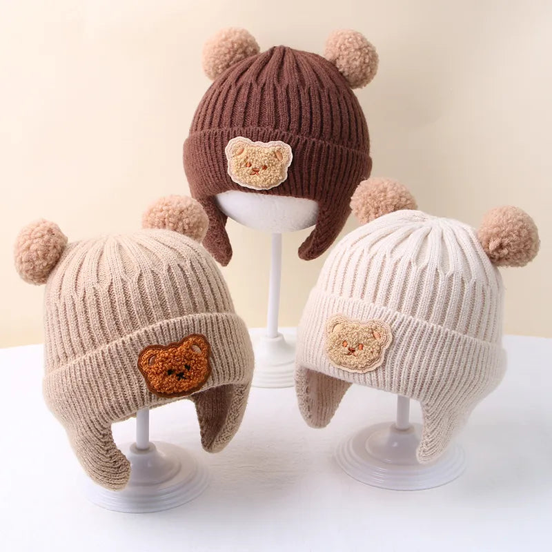 Bonnet Bébé Hiver en Maille Ourson