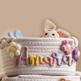 Personalized cotton rope storage basket with name – Handmade, 3 sizes