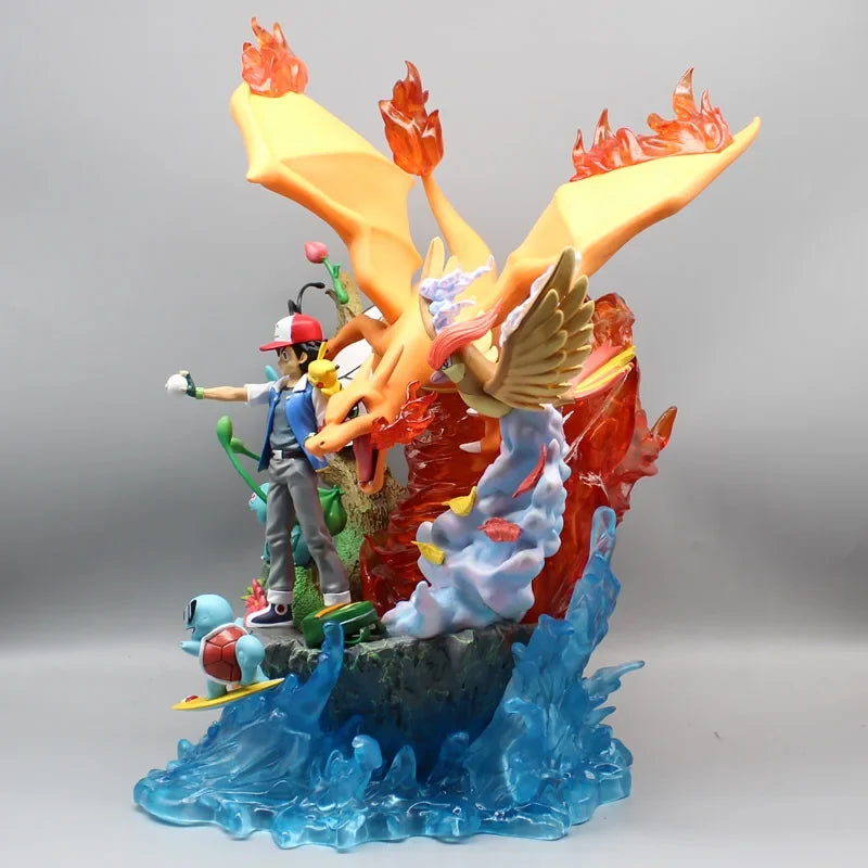 Figurine Pokémon Sacha & Pikachu, Dracaufeu, Carapuce, Bulbizarre