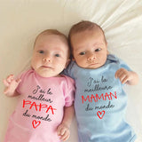 Body bébé en coton message Maman ou Papa – Cadeau de naissance pour les parents