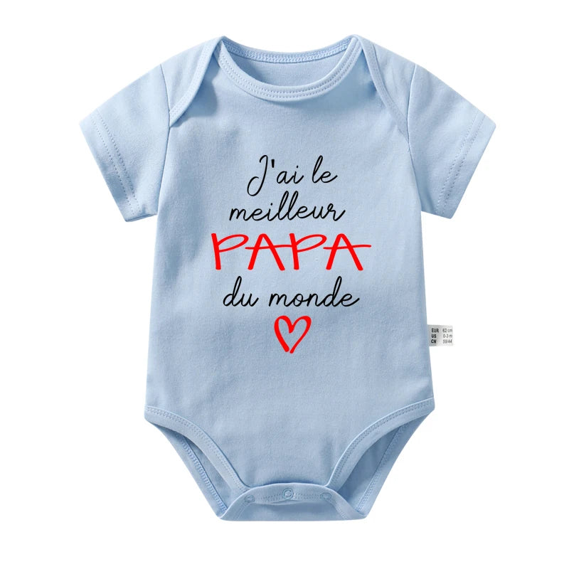 Body bébé en coton message Maman ou Papa – Cadeau de naissance pour les parents