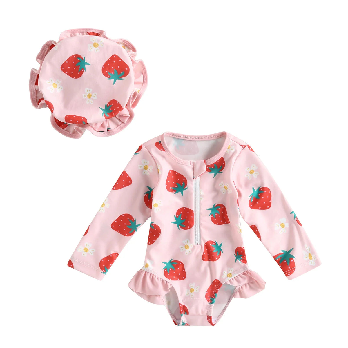 Maillot de Bain Bébé Fille avec Chapeau