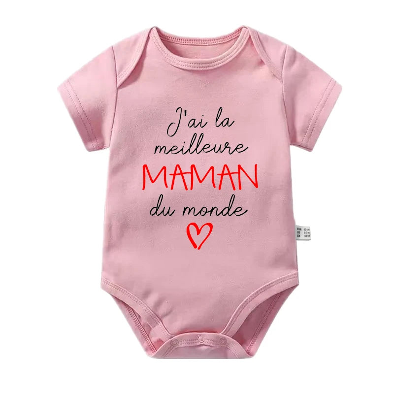 Body bébé en coton message Maman ou Papa – Cadeau de naissance pour les parents