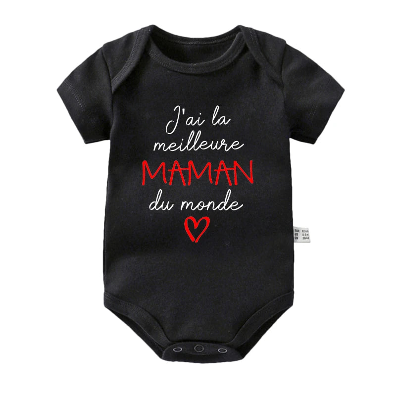 Body bébé en coton message Maman ou Papa – Cadeau de naissance pour les parents
