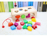 Montessori Boîte de Tri des Formes en Bois & Jouet à Tirer (Boîte Cognitive 16 Trous)