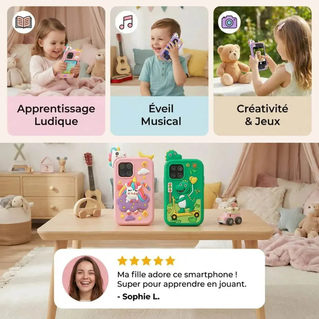 Smartphone éducatif enfant avec caméra – Jeux, musique et apprentissage
