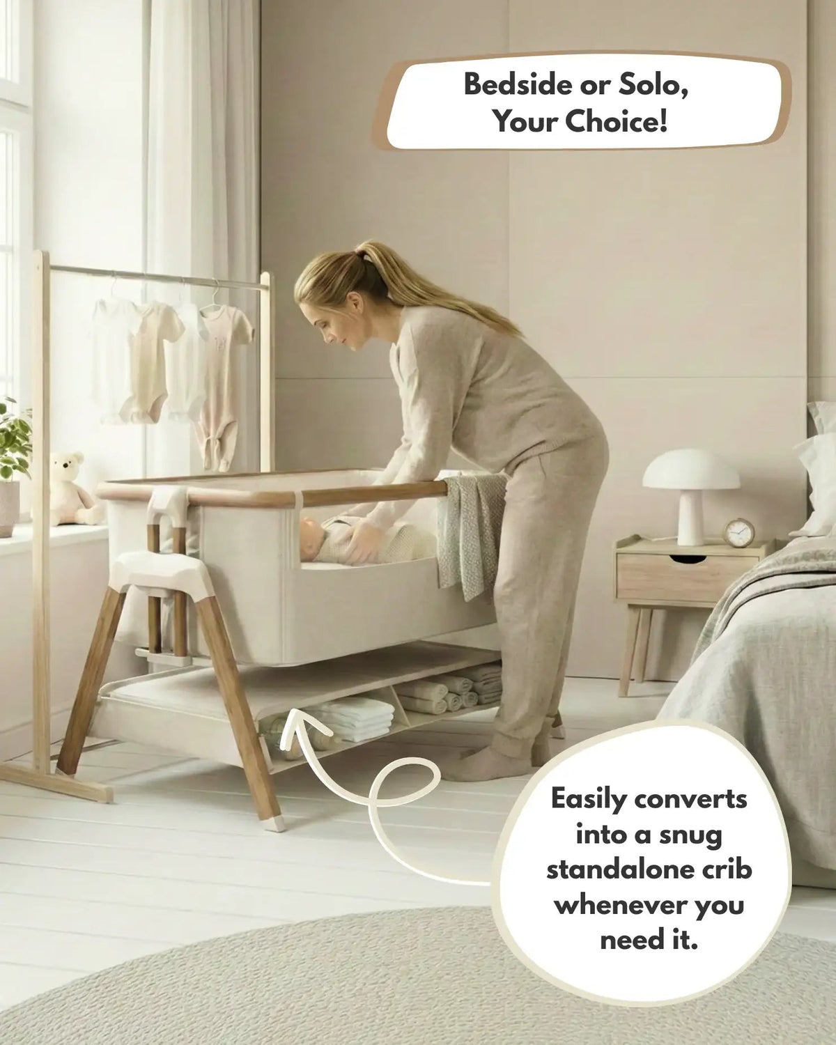 Lit bébé Sona Chevet - Beige