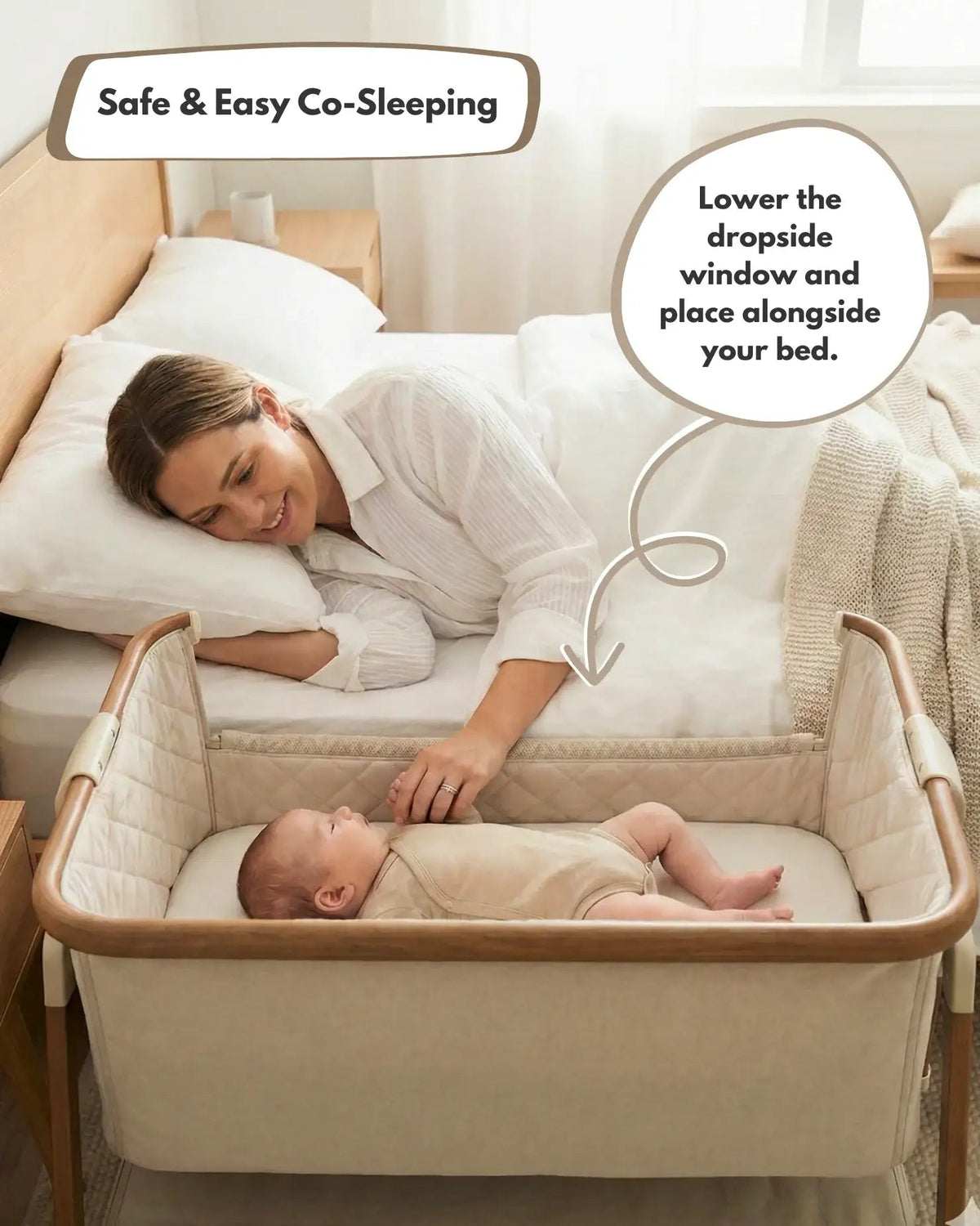Lit bébé Sona Chevet - Beige
