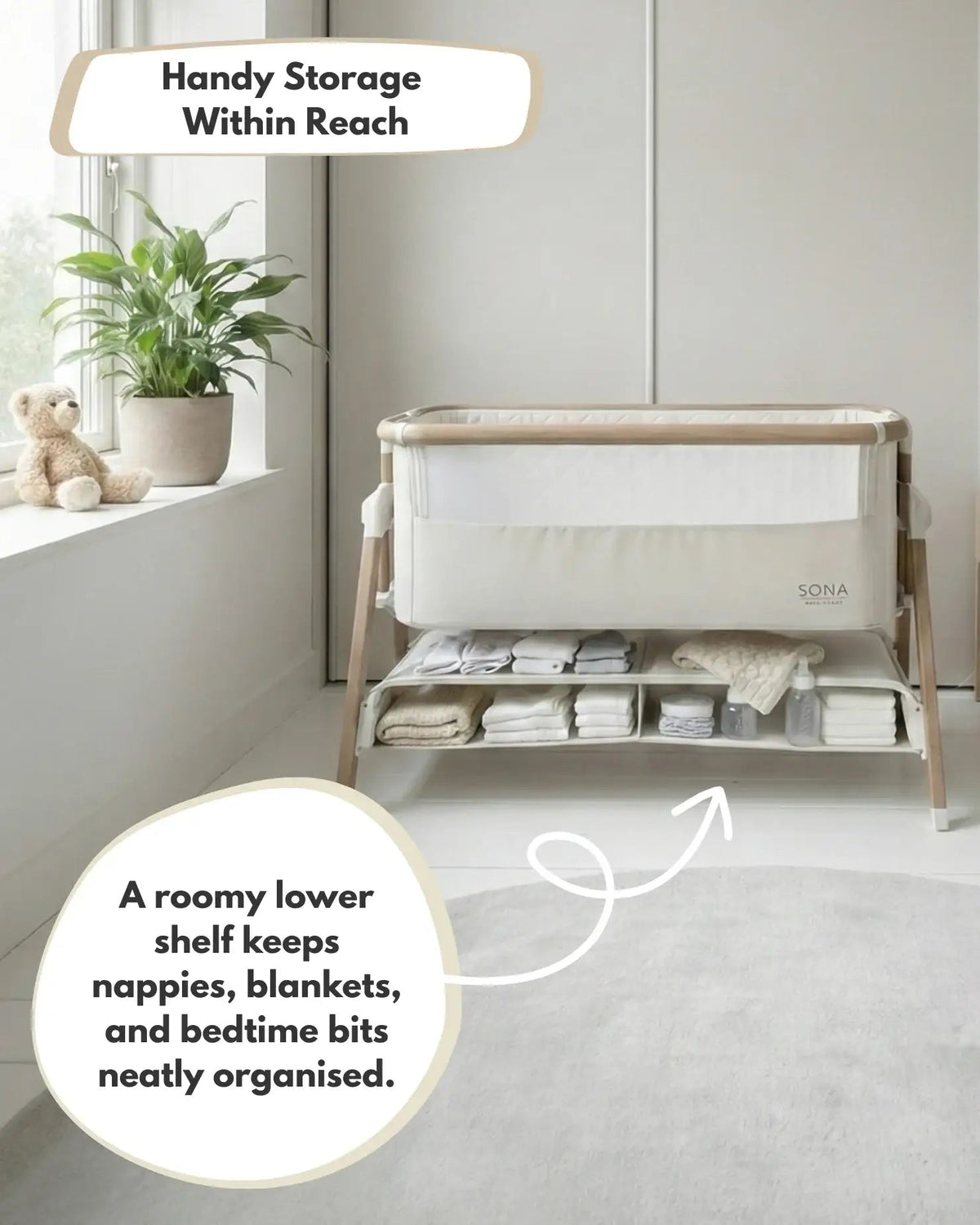 Lit bébé Sona Chevet - Beige