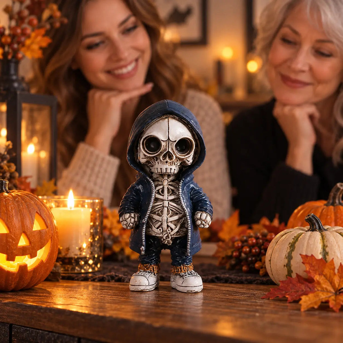 Statuette Halloween – Figurine Squelette à Capuche