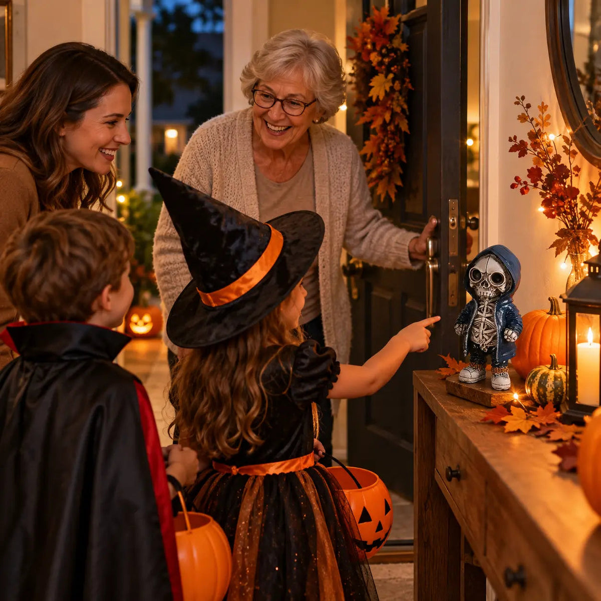 Statuette Halloween – Figurine Squelette à Capuche